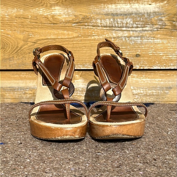 SERGIO ROSSI Women’s Platform High Heel Sandal with Bone accent t-strap SZ. 7.5 - Picture 2 of 5